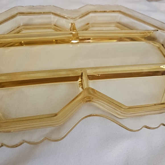 Rare Topaz Yellow Fostoria Mayfair 5-Part Smooth Glass Oblong Relish Dish Tray - Picture 14 of 16